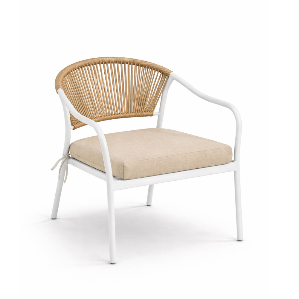 Calira 4-Piece Outdoor Sofa Set – 2-Seater, 2 Chairs & Glass Coffee Table, Rattan Patio Set Beige & Light Brown (Movients)