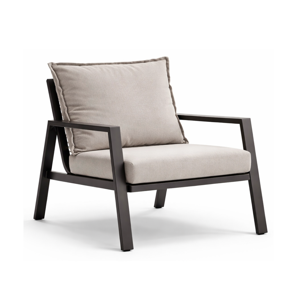 Zanari 4-Piece Outdoor Sofa Set – 3-Seater, 2 Armchairs & Coffee Table, Aluminum Frame Light Grey (Movients)