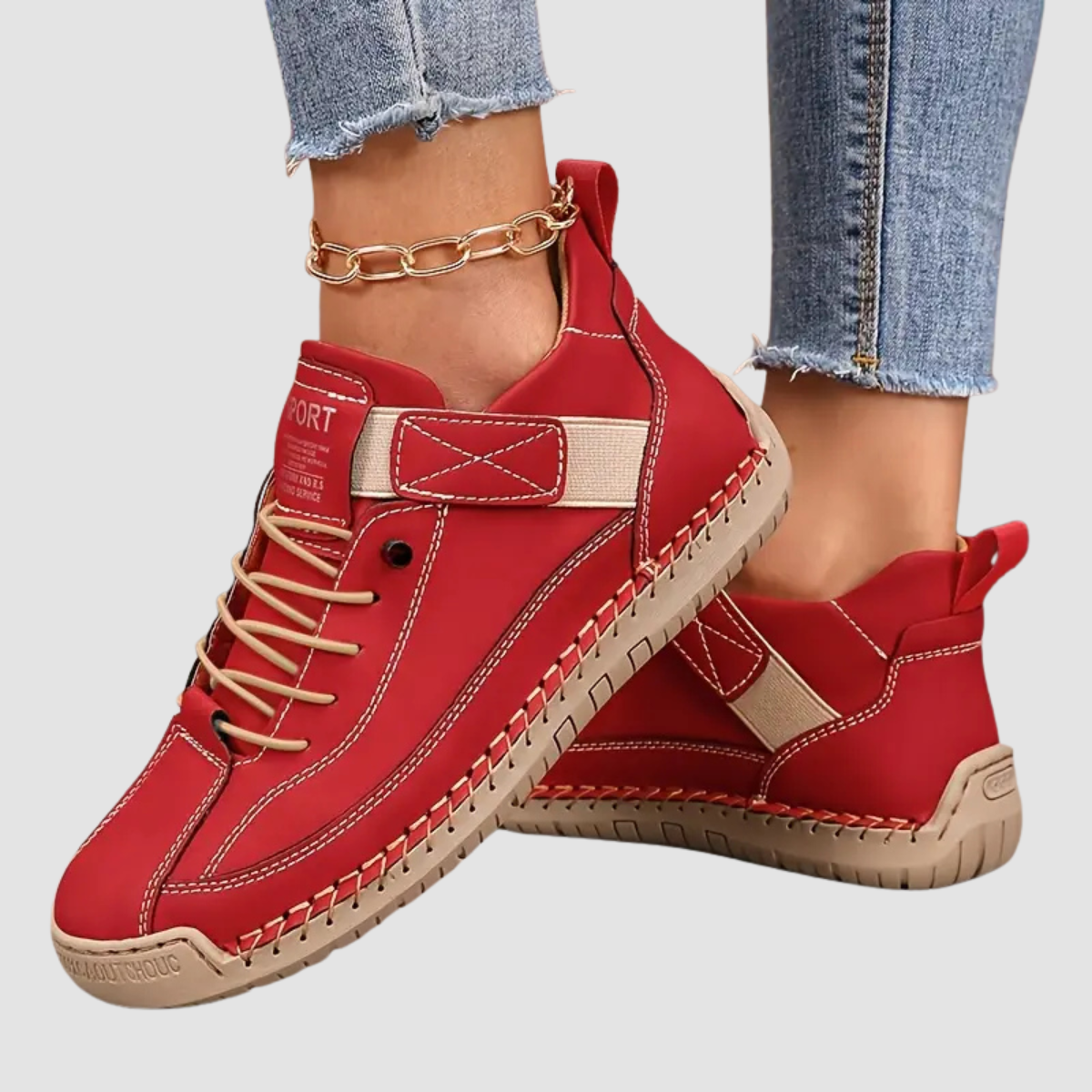 Red orthopedic sneaker