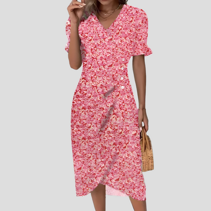 Women's Elegant Floral Midi Dress detail view