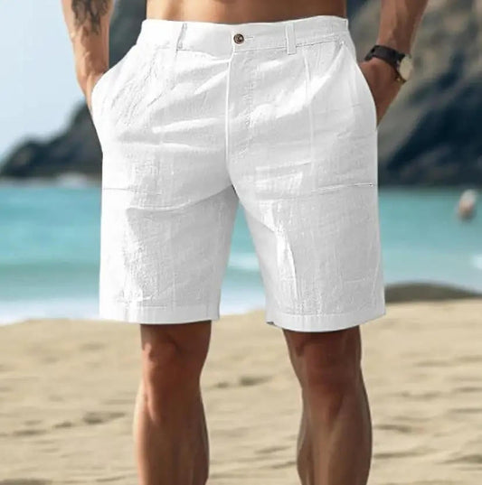 White linen shorts