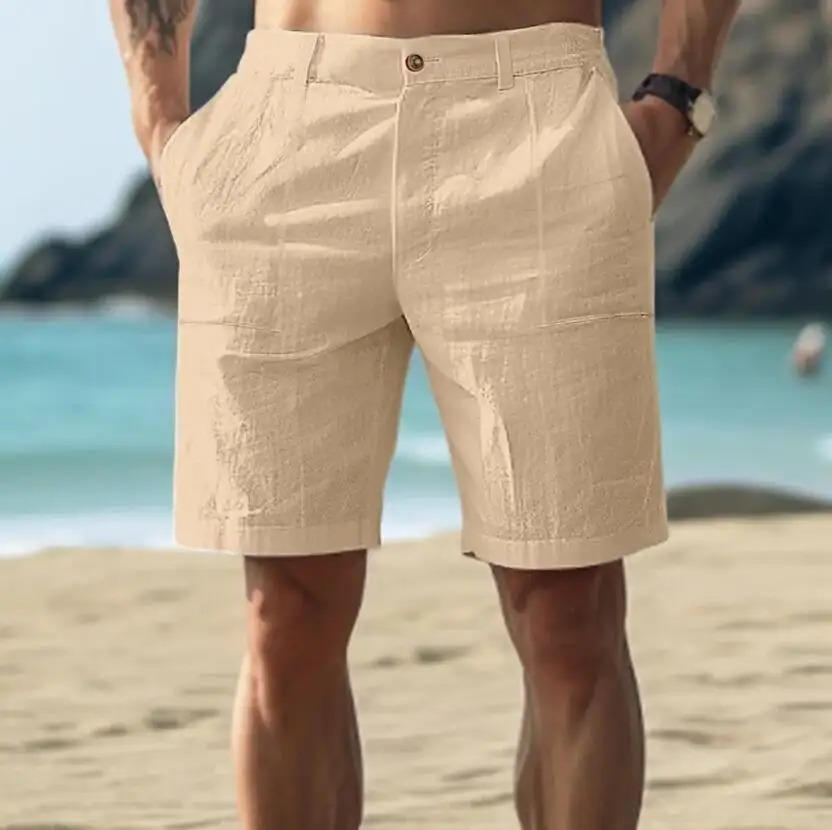 Khaki linen shorts
