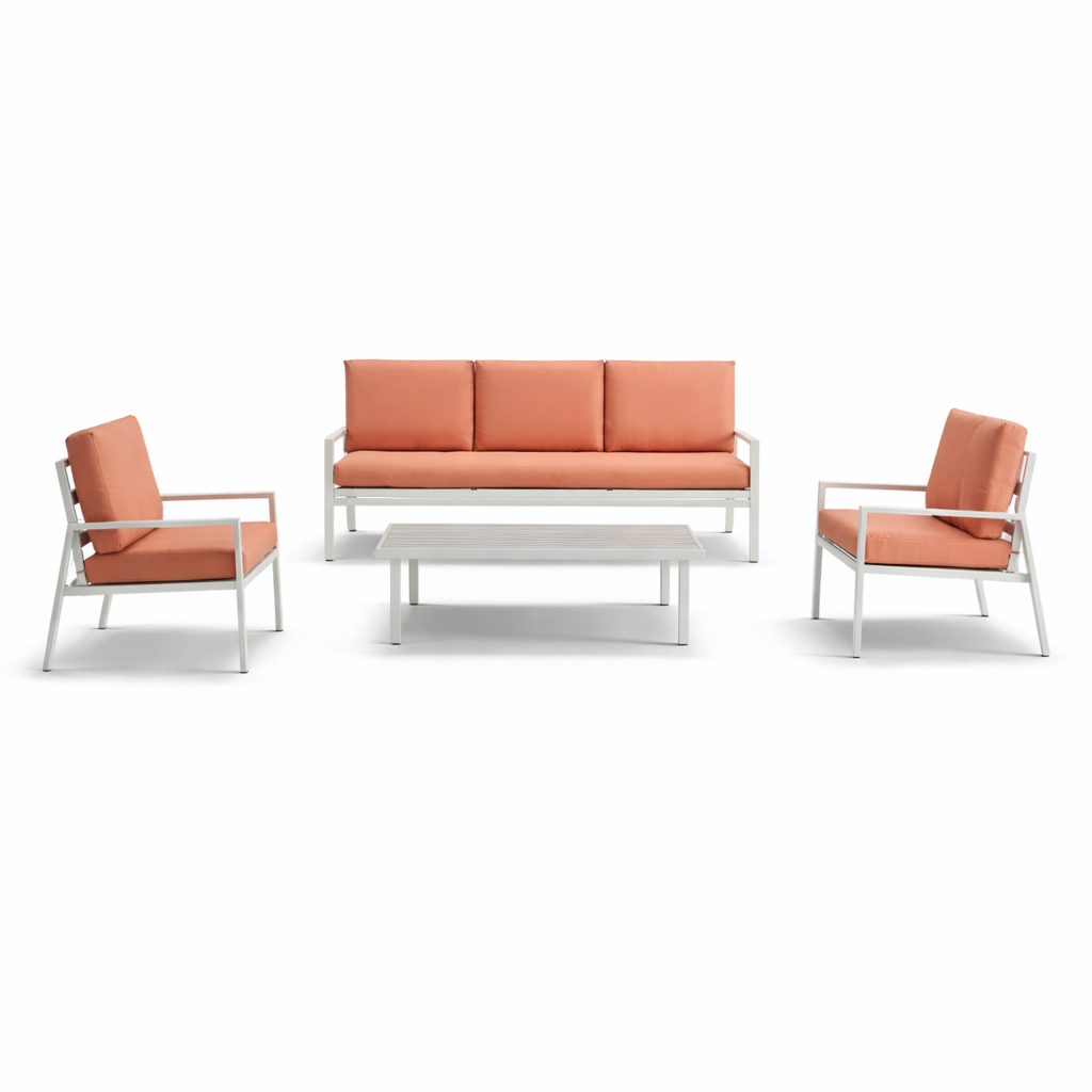Orvyn 4-Piece Outdoor Sofa Set – 3-Seater, 2 Armchairs & Glass Coffee Table, Patio Lounge Set (Movients)