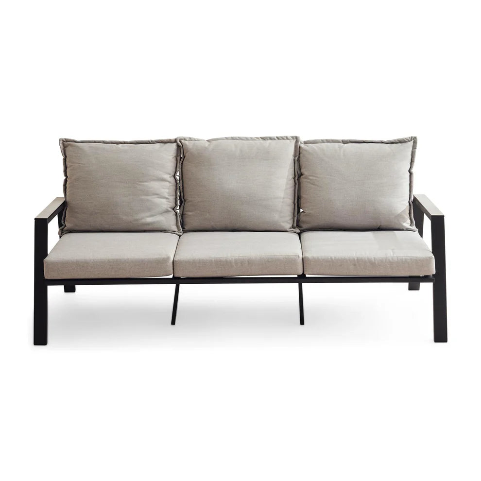 Zanari 4-Piece Outdoor Sofa Set – 3-Seater, 2 Armchairs & Coffee Table, Aluminum Frame Light Grey (Movients)