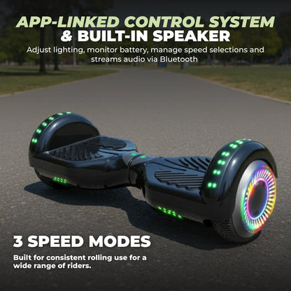 Hoverboard with Dual 250W Motors, Bluetooth, App Control, LED Lights