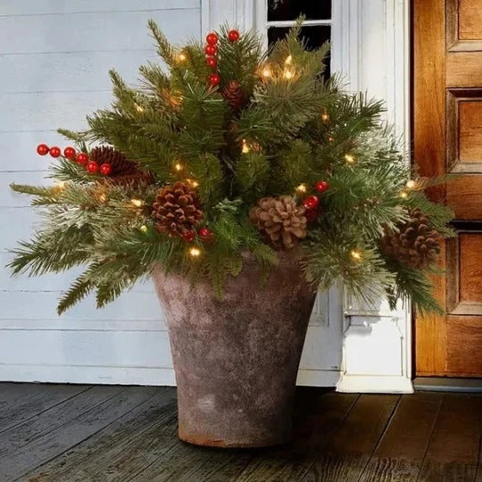 Pre-Lit Evergreen Urn Filler