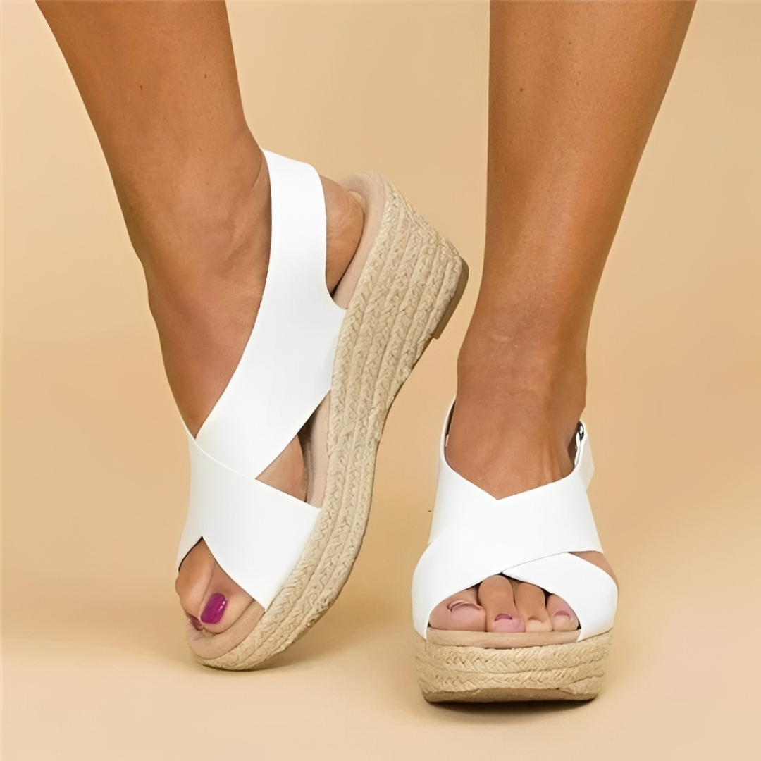 Espadrille wedge sandals in white