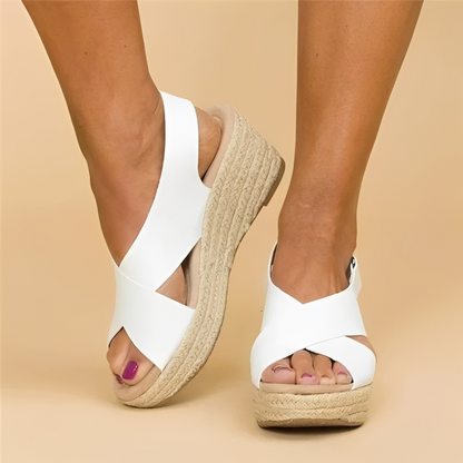Espadrille wedge sandals in white