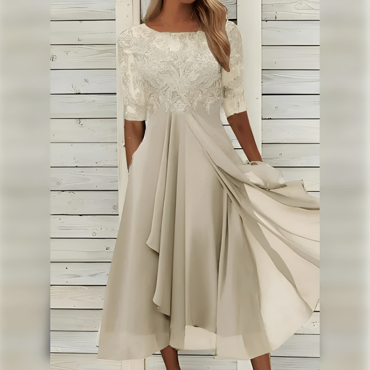 Chic and Comfortable Dress - Beige