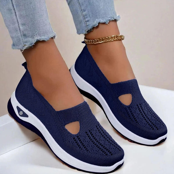 Blue knit shoe