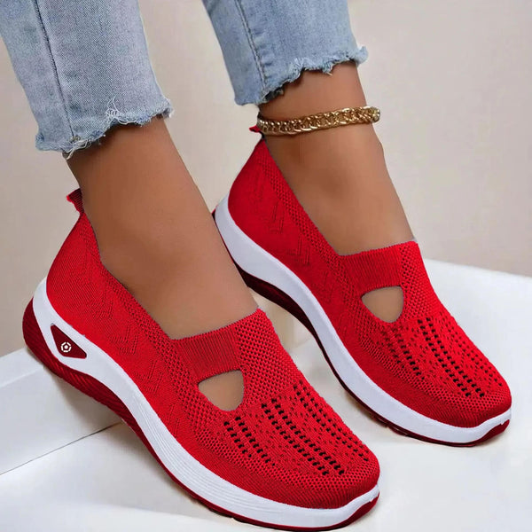 Red knit shoe